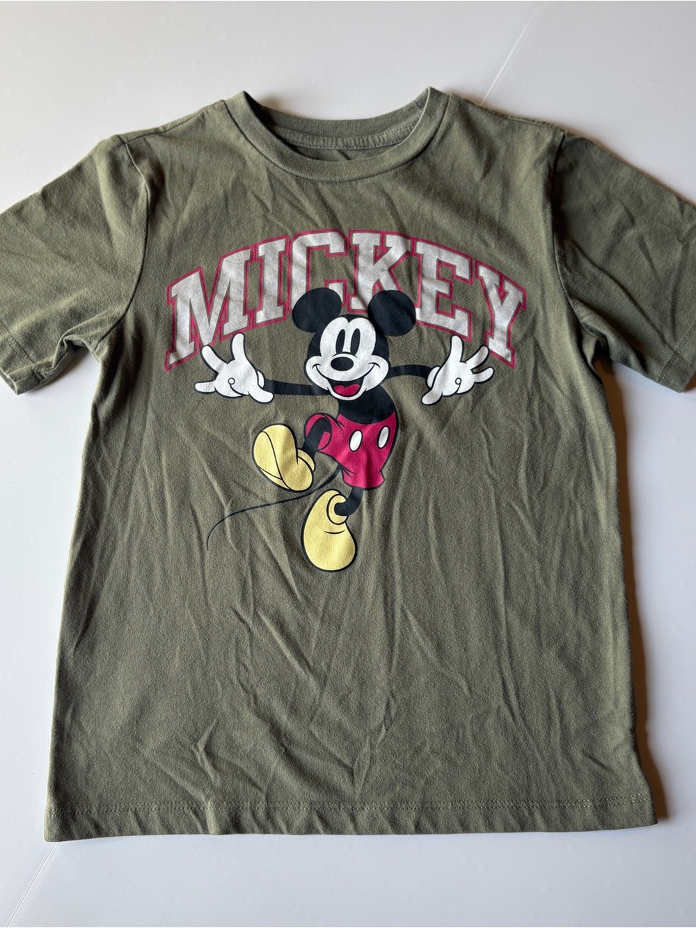 Disney Mickey Mouse Retro Graphic T-Shirt Frosty Green Kids Size 8